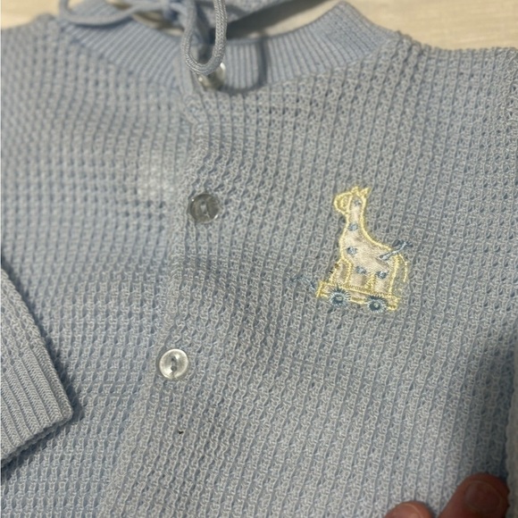 Vintage Blue Kids Matching Set with Hat and Booties - Picture 3 of 13